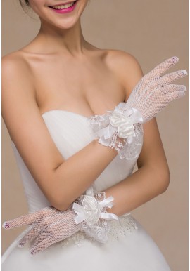 Gants_ Résilles_ Fleurs_ Perles_ Blanc_ Ou _Rouge